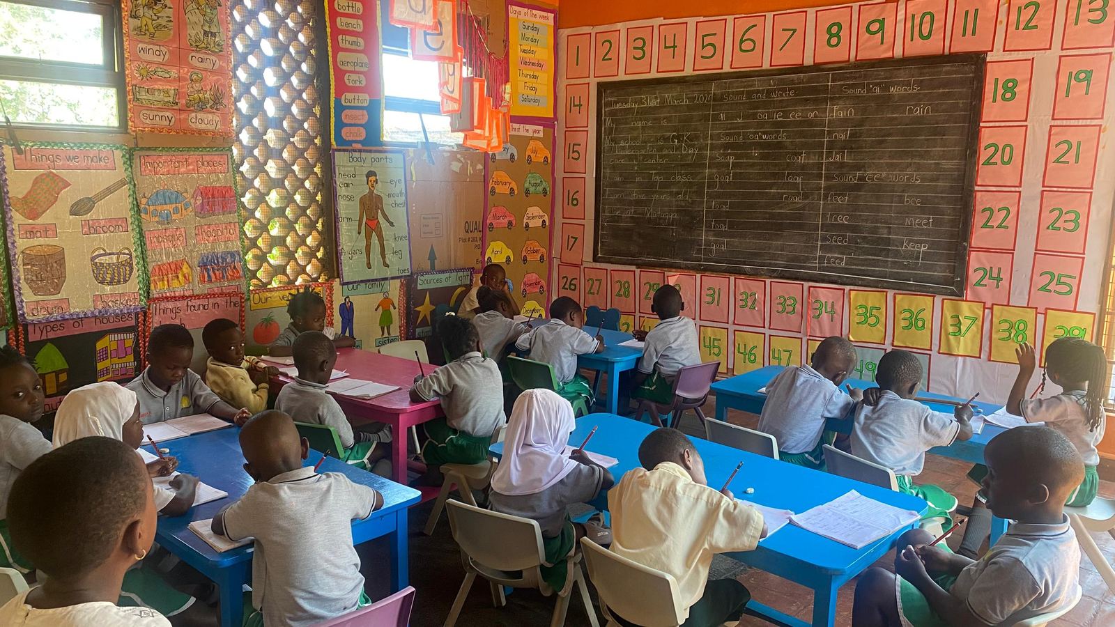 Top Class children writing at their tables